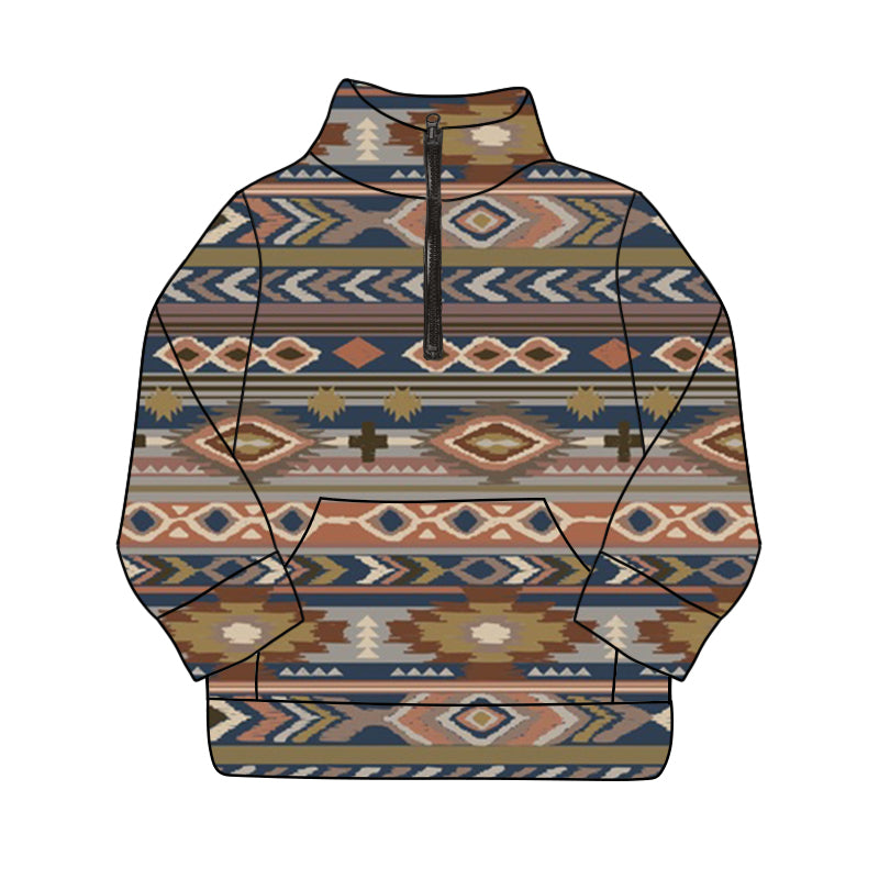 pre order unisex kids aztec zipper pullover