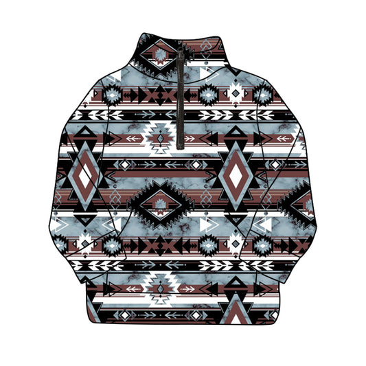 pre order unisex kids aztec zipper pullover