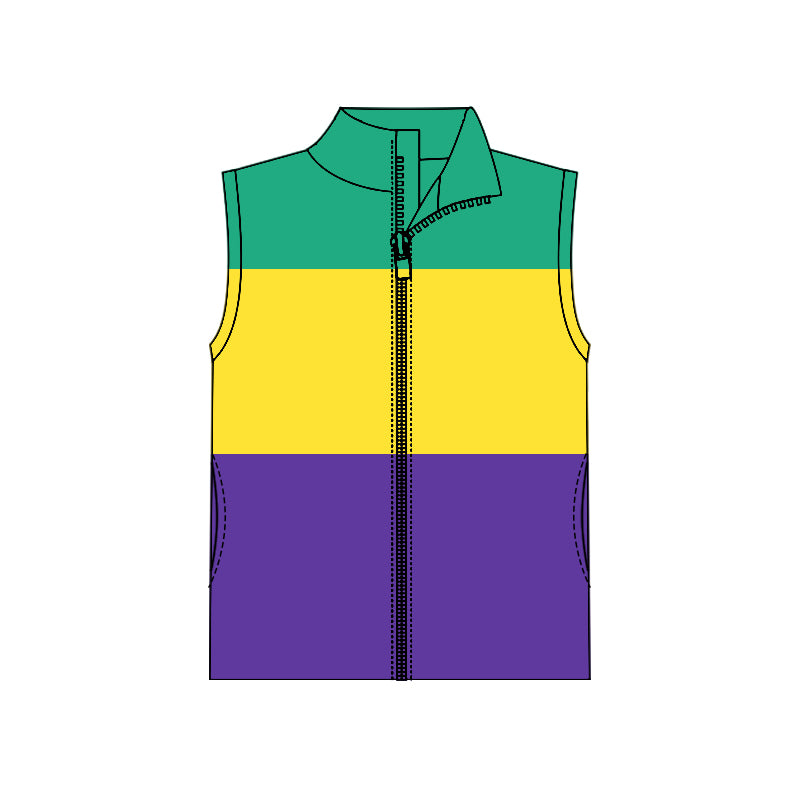 pre order green yellow purple zip vest