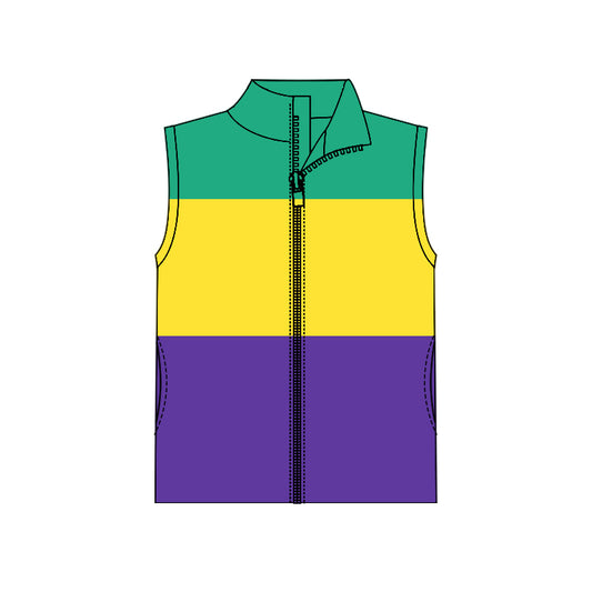 pre order green yellow purple zip vest