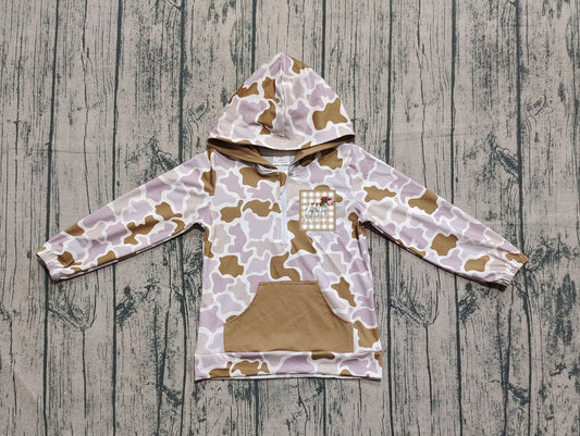 Pre order boy long sleeve camo hoodie (do embroidery)
