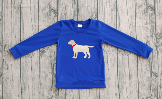 pre order royal blue dog embroidery pullover shirt