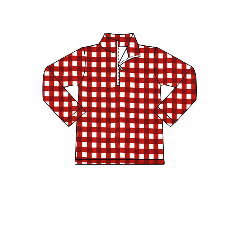 pre order red plaid zip pullover