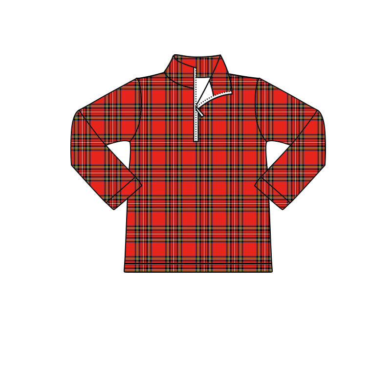 pre order red plaid zip pullover