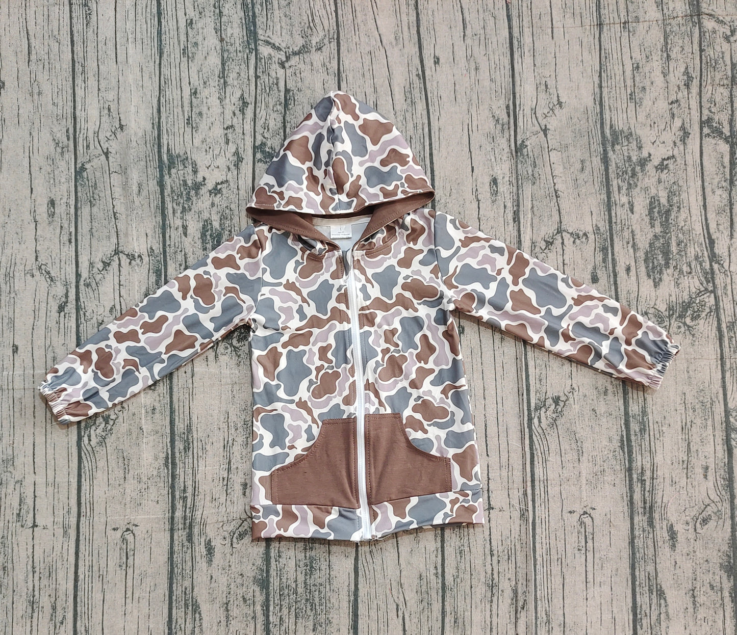 Pre order long sleeve camo zipper hoodie