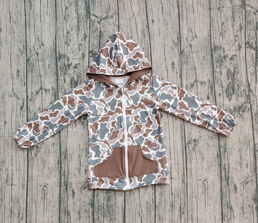 Pre order long sleeve camo zipper hoodie