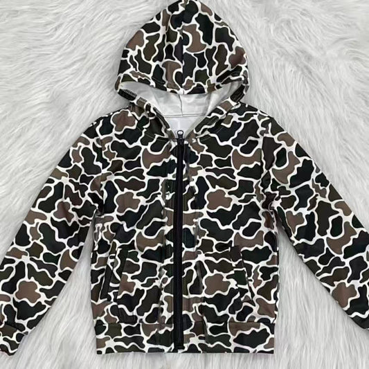 Pre order kids long sleeve camo zipper hoodie