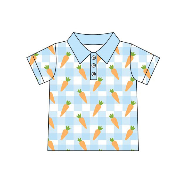 pre order easter blue plaid carrot boy polo t-shirt
