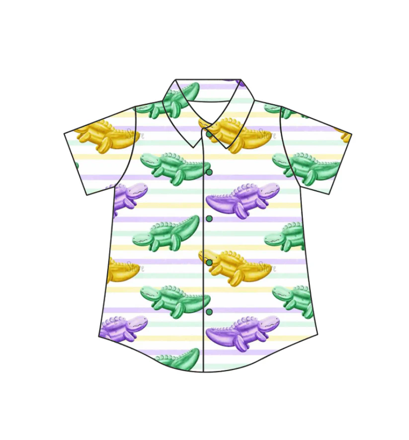 pre order purple gold green boy button shirt