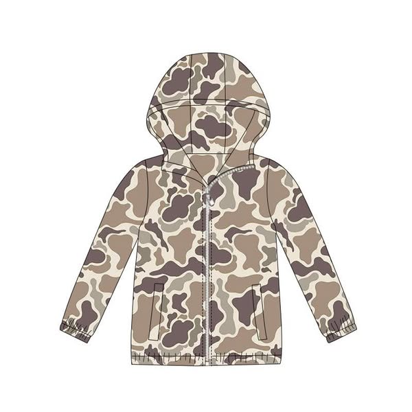 Pre order camo zipper hooded jacket