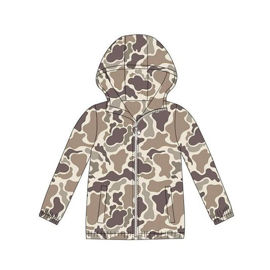 Pre order camo zipper hooded jacket