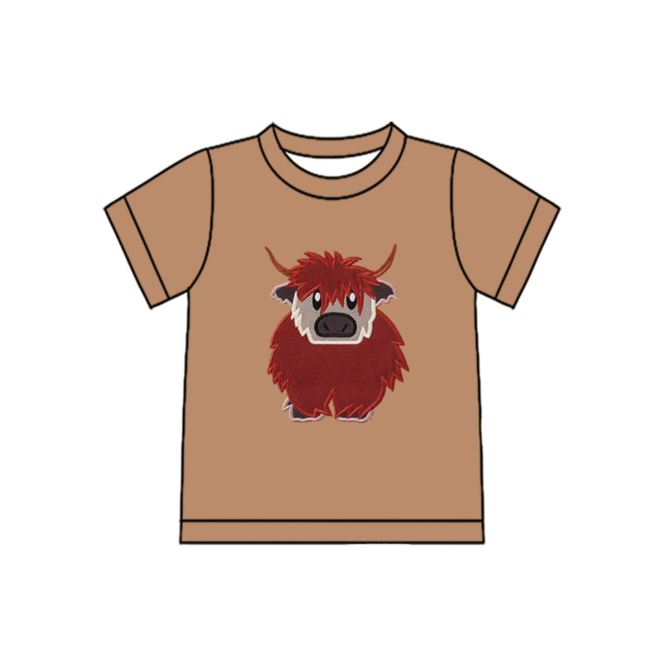 pre order highland cow pattern boy t-shirt