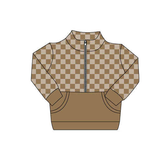 pre order kids checkered half zipper pullover