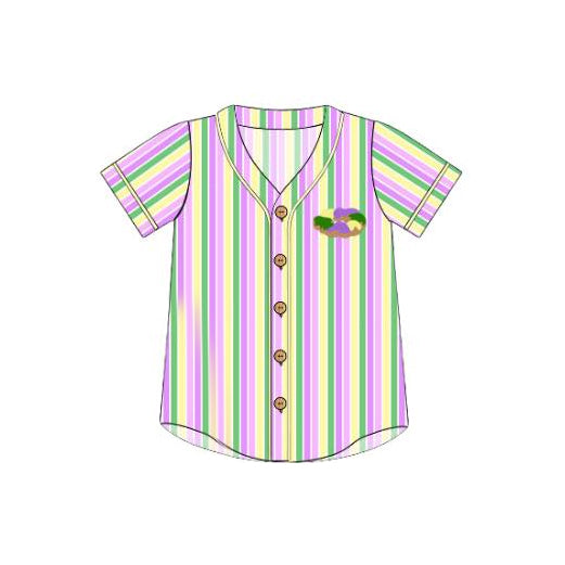 pre order mardi gras stripes v neck tee