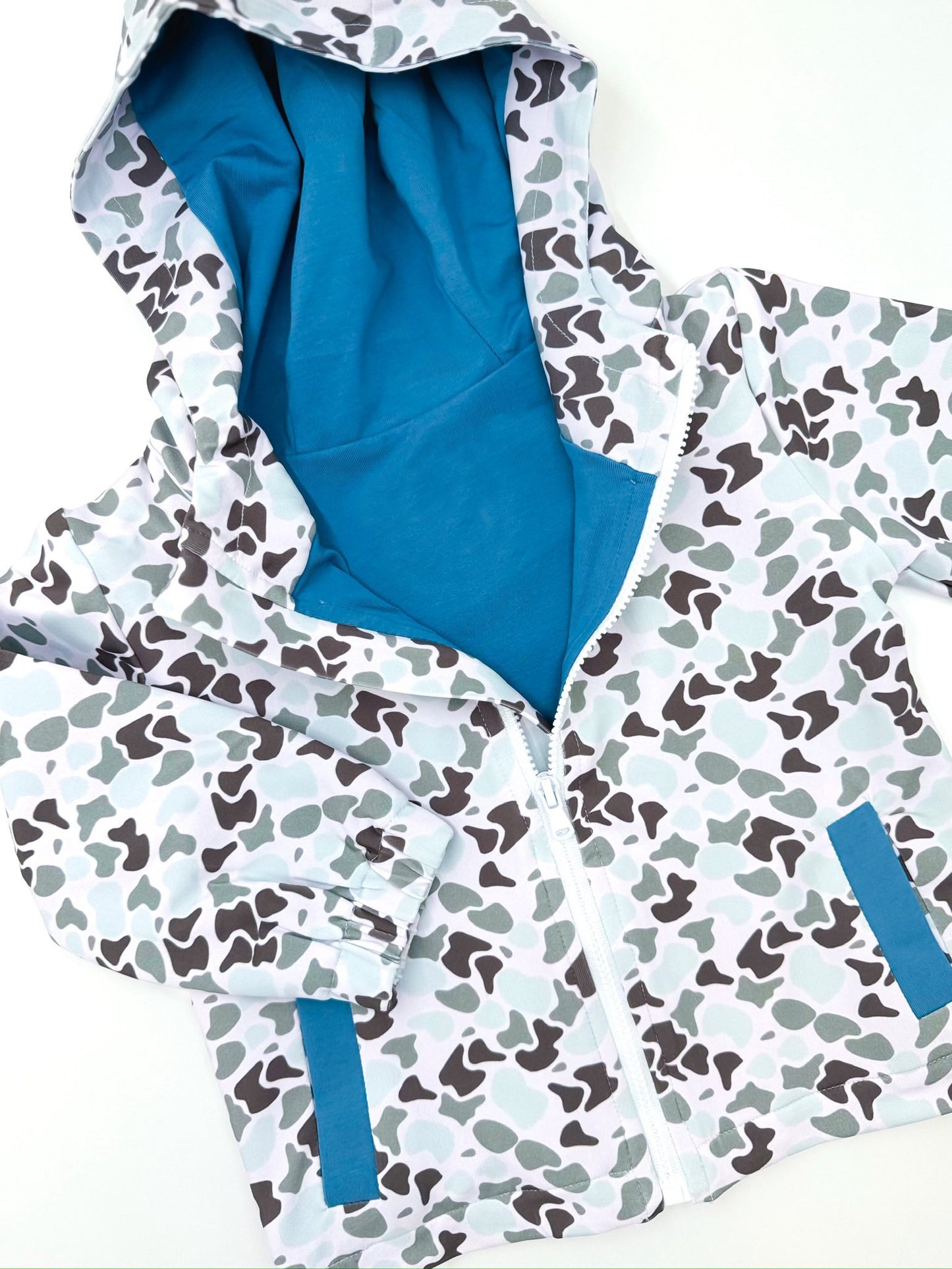 pre order boy long sleeve camo zip hooded jacket