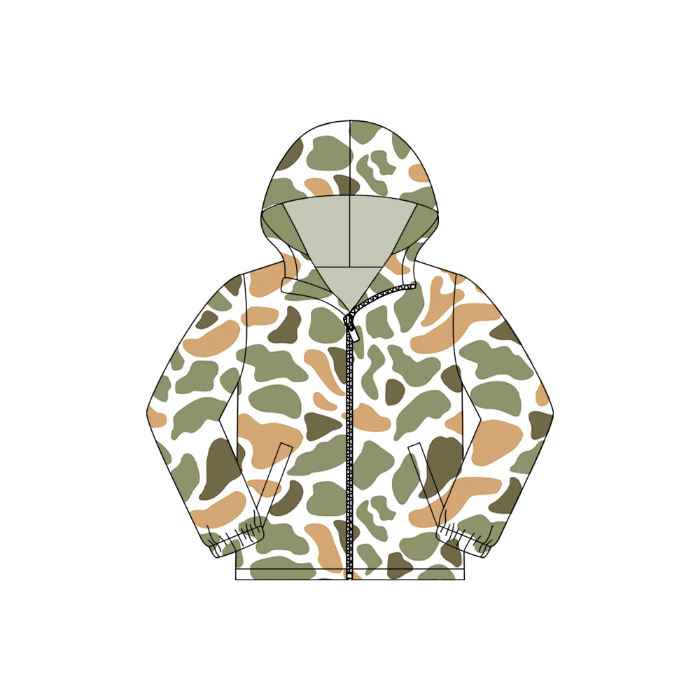 Pre order kids long sleeve full zipper camo hoodie