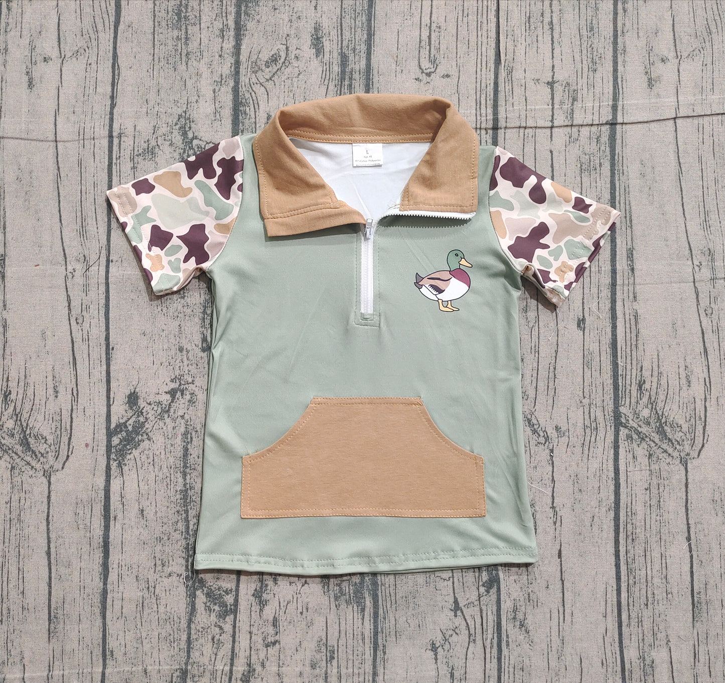 pre order camo duck half zip tee