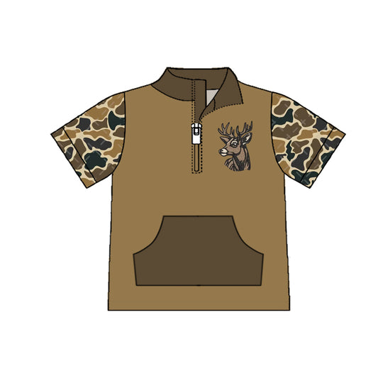 pre order camo deer half zip tee