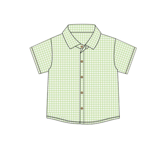 pre order green gingham button polo t-shirt