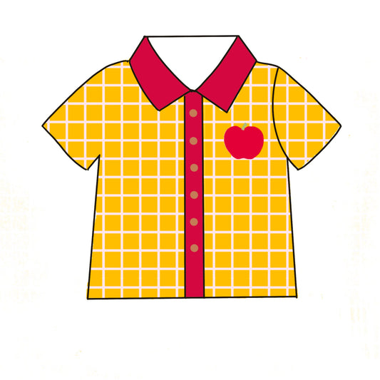 pre order yellow checkered apple polo shirt