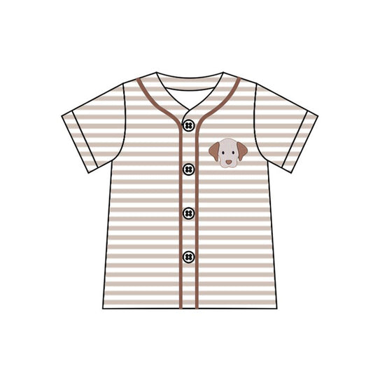 pre order stripes dog button v neck t-shirt
