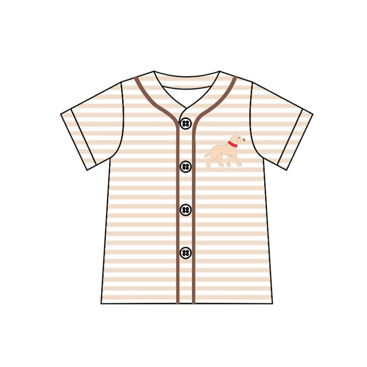 pre order stripes dog button v neck t-shirt