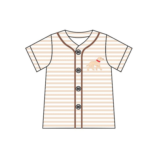 pre order stripes dog button v neck t-shirt