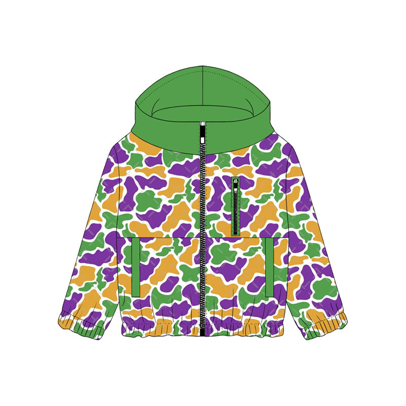 Pre order kids long sleeve full zipper camo hoodie