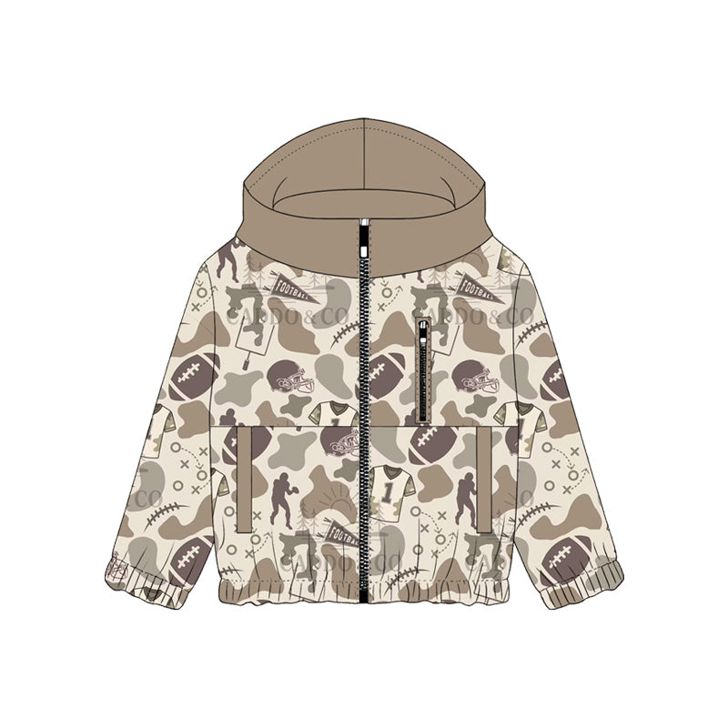 Pre order camo football full zippe hooded jacket