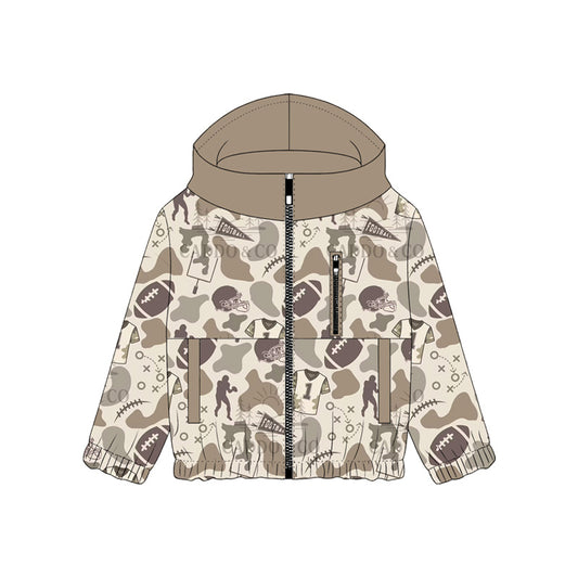 Pre order camo football full zippe hooded jacket