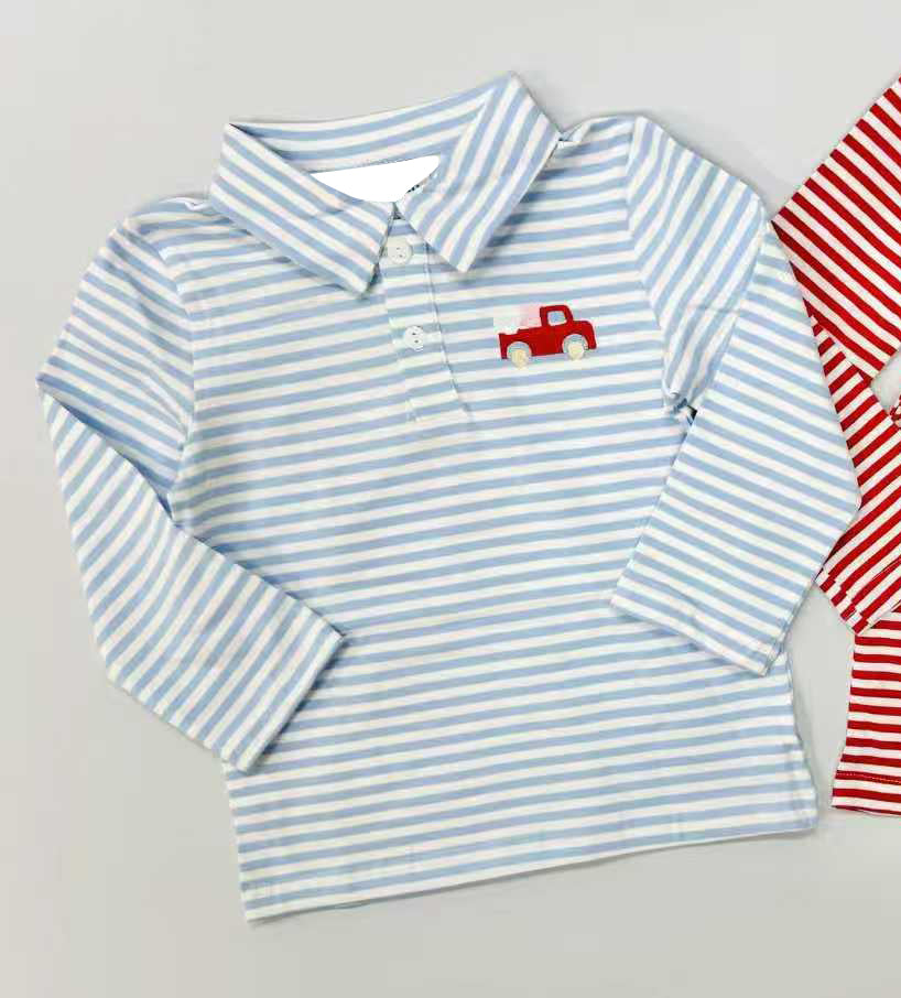 pre order blue stripes valentine heart truck polo shirt