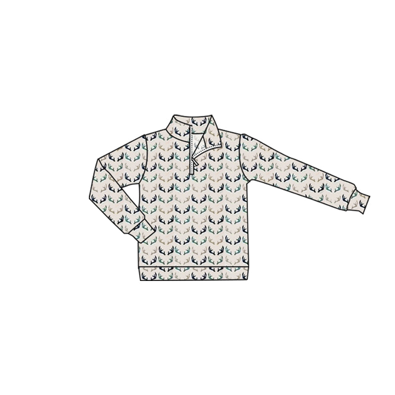 pre order deer print boy zip up pullover