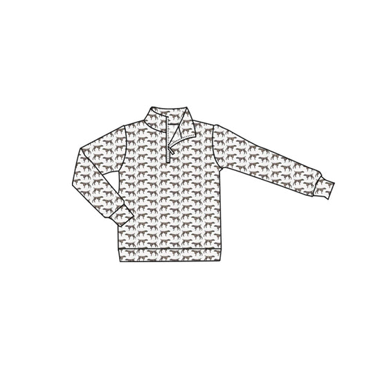 pre order dog print boy zip up pullover