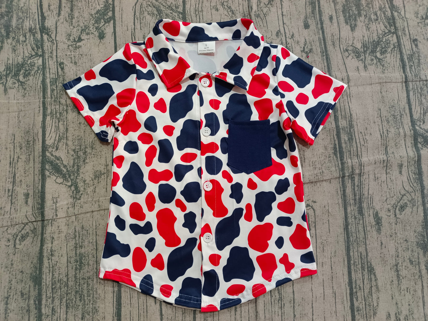 pre order red white blue camo button down t-shirt