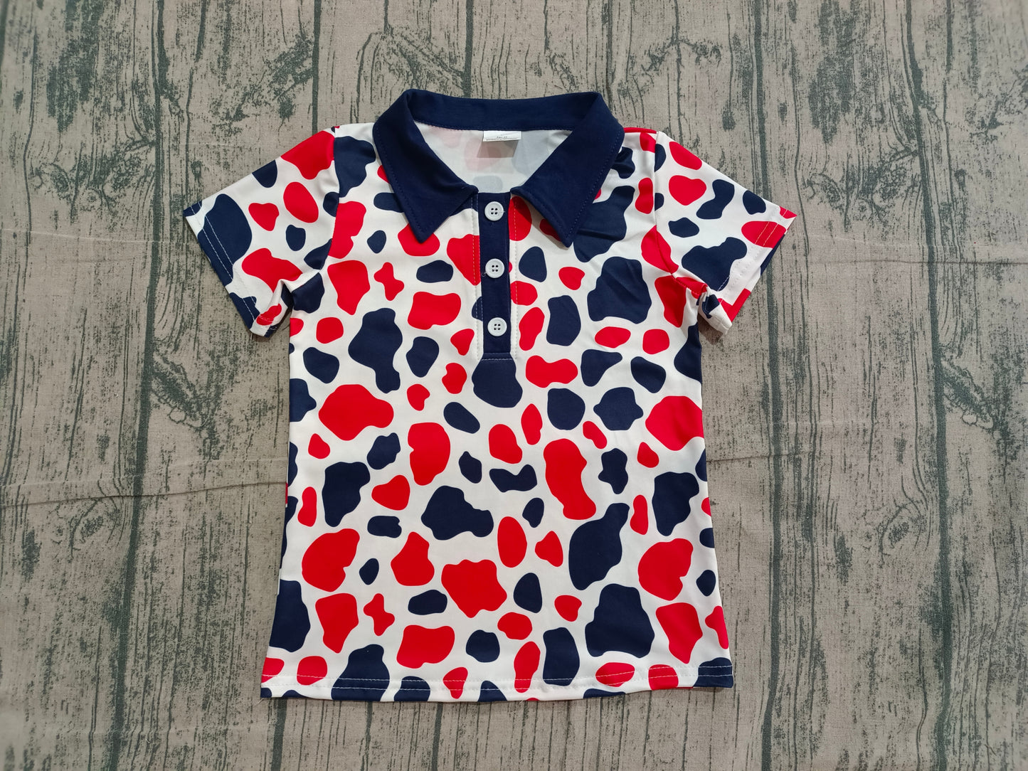 pre order  red white blue camo 4th of july boy polo t-shirt