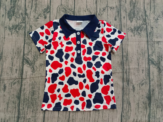 pre order  red white blue camo 4th of july boy polo t-shirt