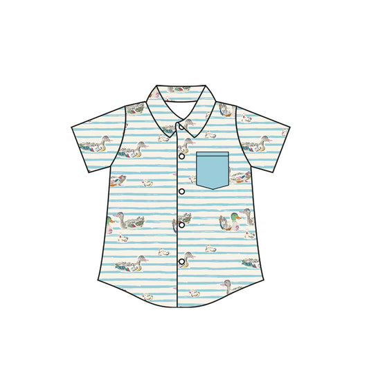 pre order stripes duck print button down t-shirt