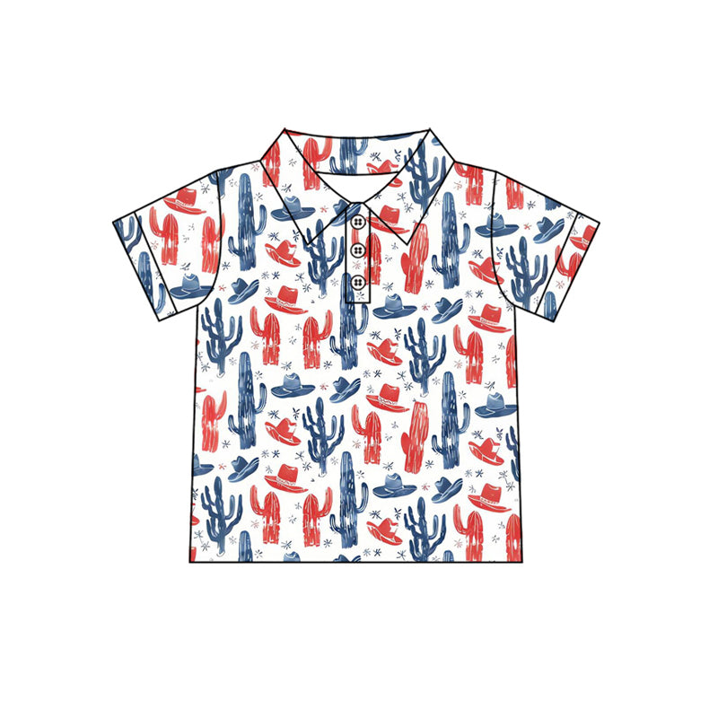 pre order 4th of july cactus howdy boy polo t-shirt