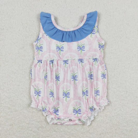 bow flower print baby girl bubble