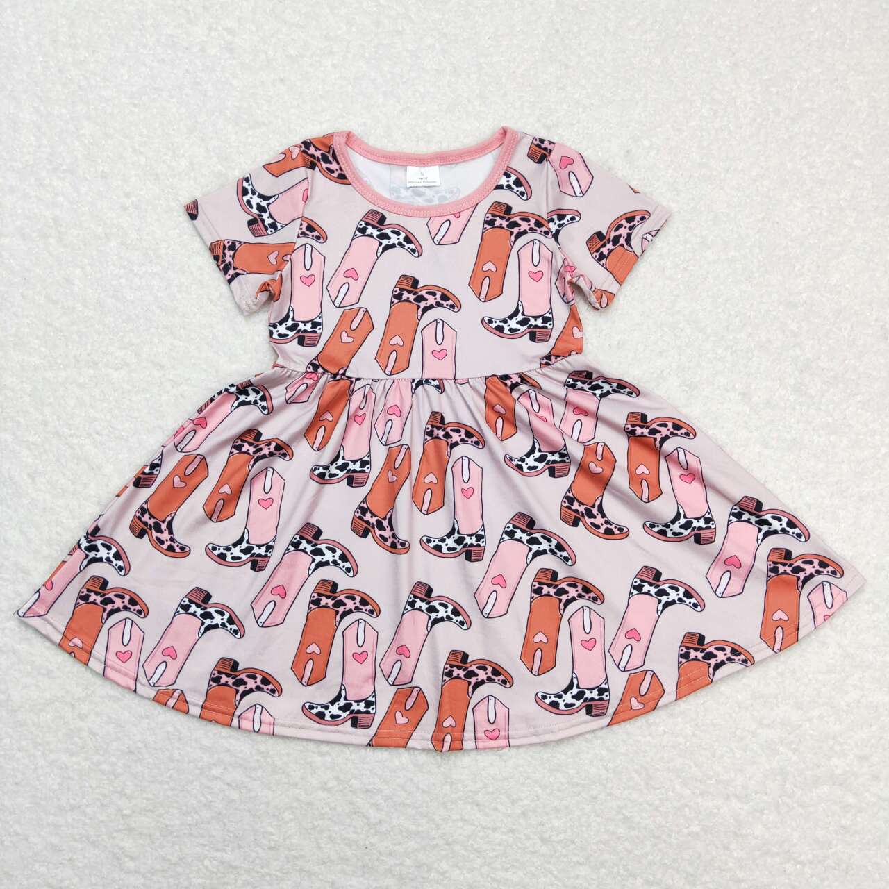 baby girl's short sleeve cowgirl boots twirl dress