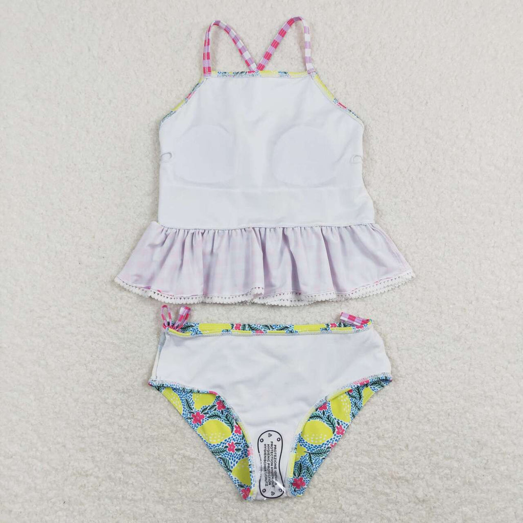 kids girl 2pc strap lemon swimsuit