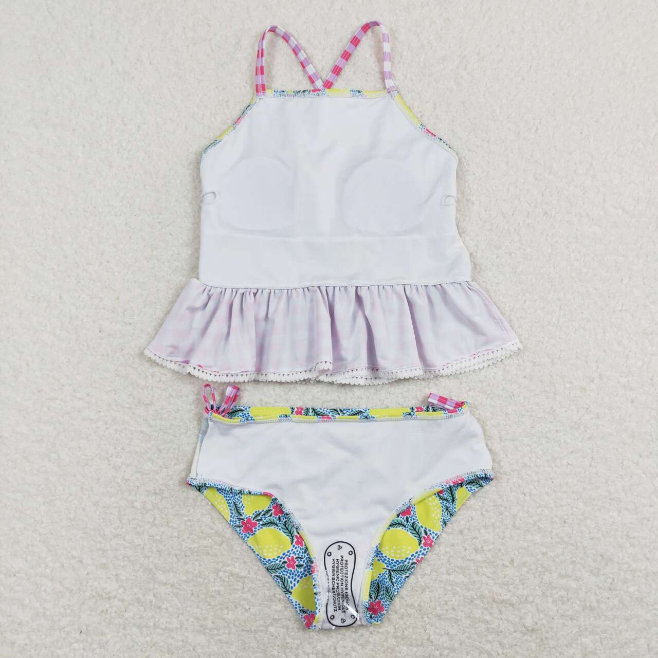 kids girl 2pc strap lemon swimsuit