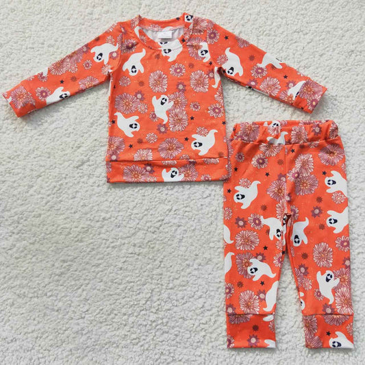orange boo pajama kids halloween pajama outfit