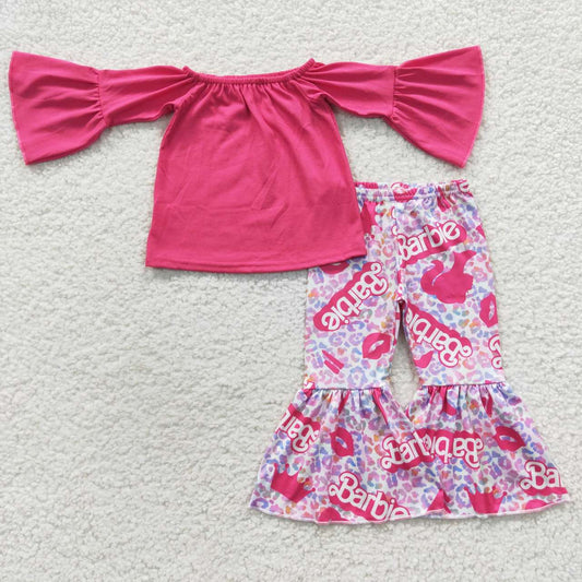 Hot pink 2pieces long sleeve barbie outfit