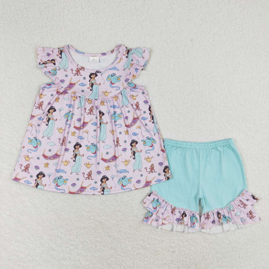 princess ruffle shorts set