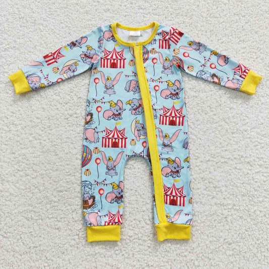 blue elephant balloon zipper romper