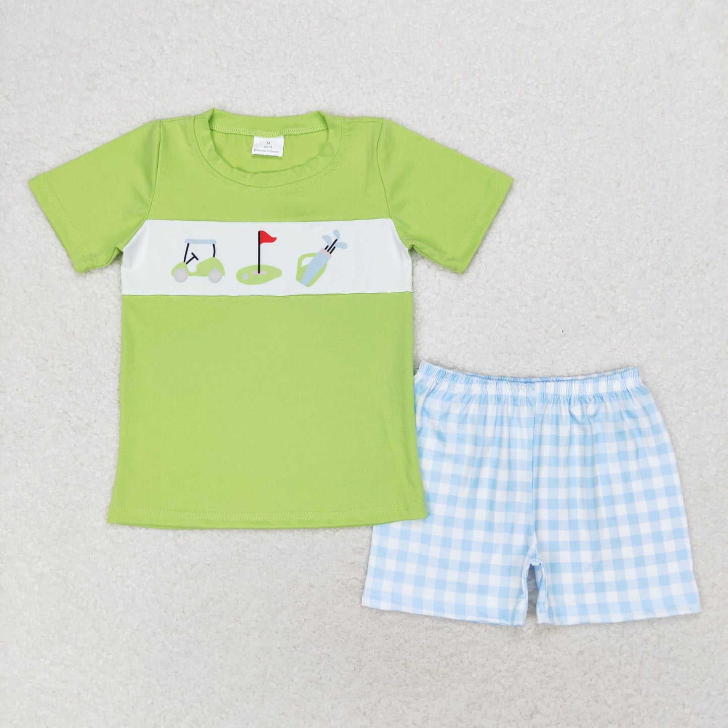 green golf shorts set boys clothes