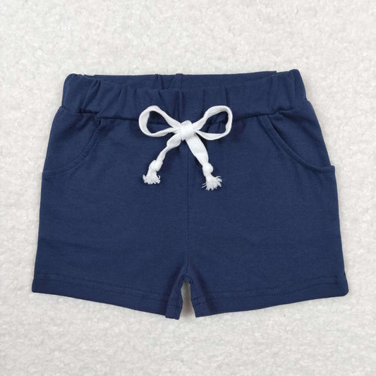 boy cotton solid navy blue pocket shorts kids clothing