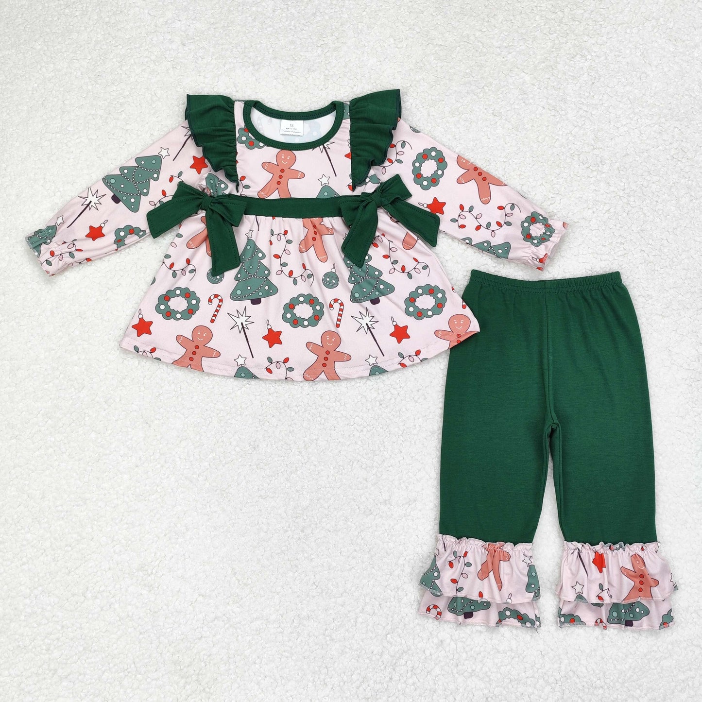 christmas girl pants outfit green