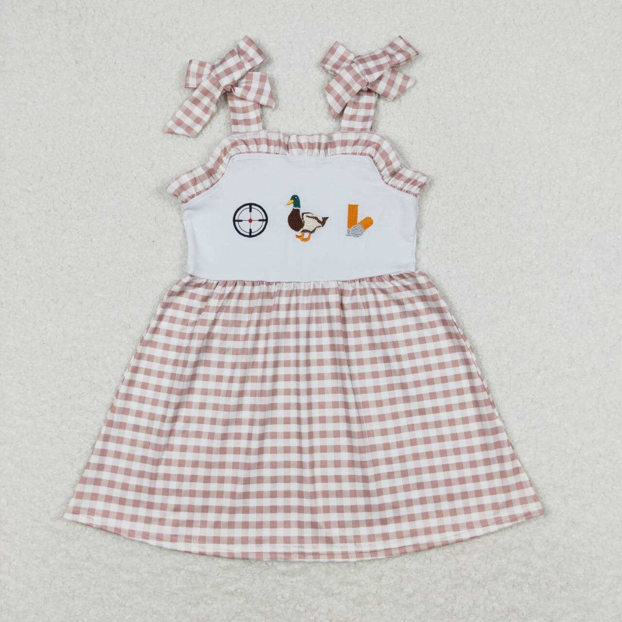 plaid go hunting embroidery dress girl dresses